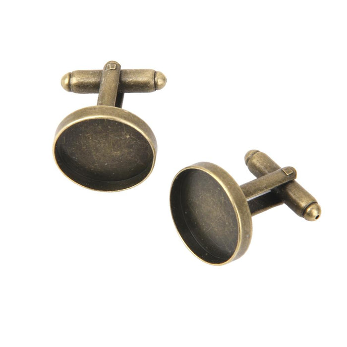 Crofta 10Pcs 16mm Round Blank Settings Base Pad Cuff Links Cufflinks Antique Bronze