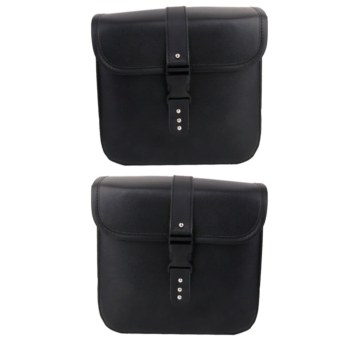 Crofta 1 Pair Black PU Leather Motorcycle Side Saddlebags Saddle Bag Panniers