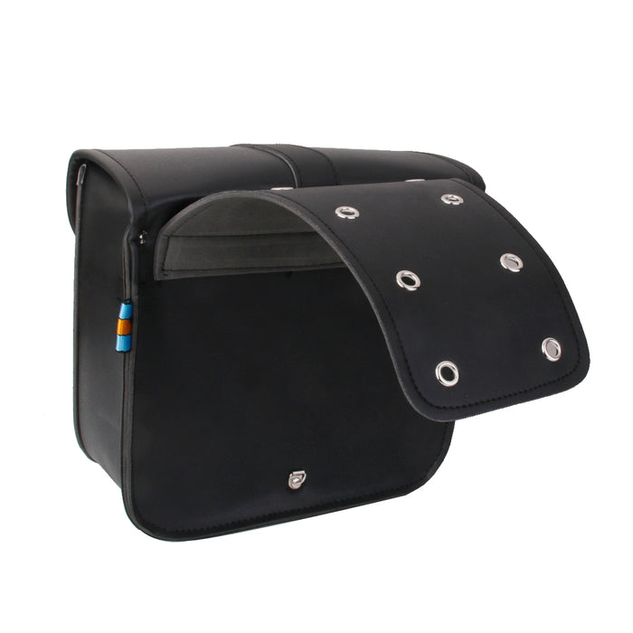 Crofta 1 Pair Black PU Leather Motorcycle Side Saddlebags Saddle Bag Panniers