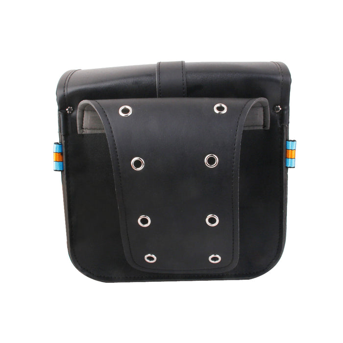 Crofta 1 Pair Black PU Leather Motorcycle Side Saddlebags Saddle Bag Panniers