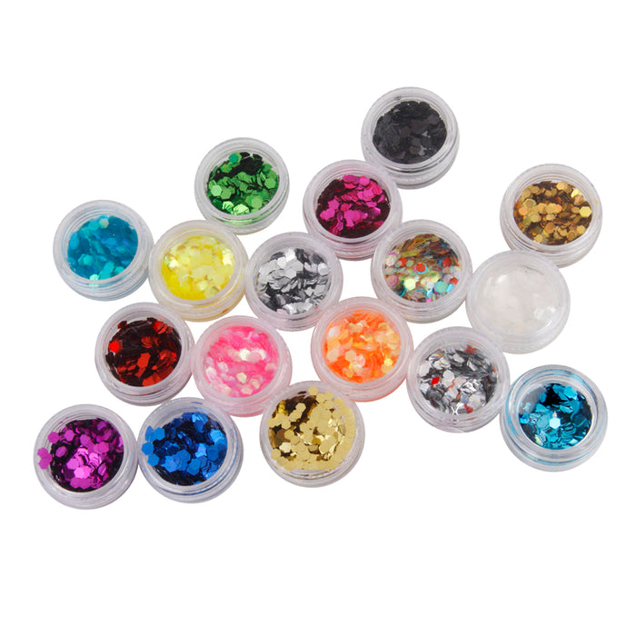 Crofta 18pcs Mixed Colors Nail Art Tips Stickers Glitter Sequins Manicure DIY