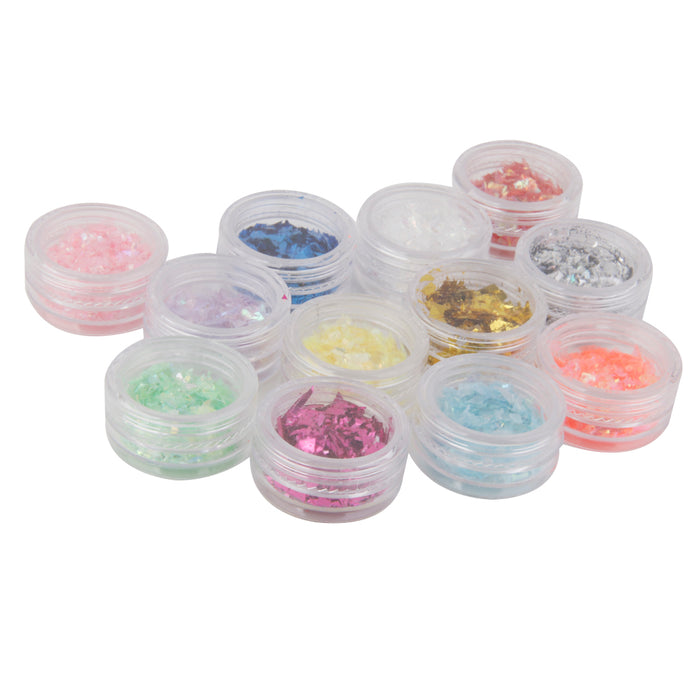 Crofta 12pcs Mixed Color Nail Art Tips Stickers Glitter Sequins Manicure DIY