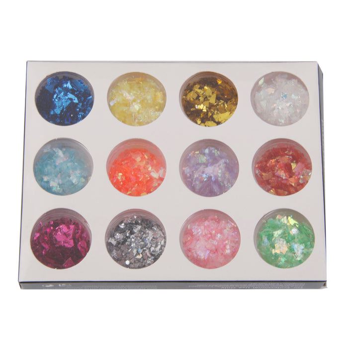 Crofta 12pcs Mixed Color Nail Art Tips Stickers Glitter Sequins Manicure DIY