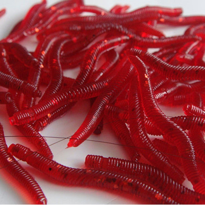 Crofta 100x Silicone Earthworm Fish Lure Worm Fishing Crankbaits Hooks Baits Tackle