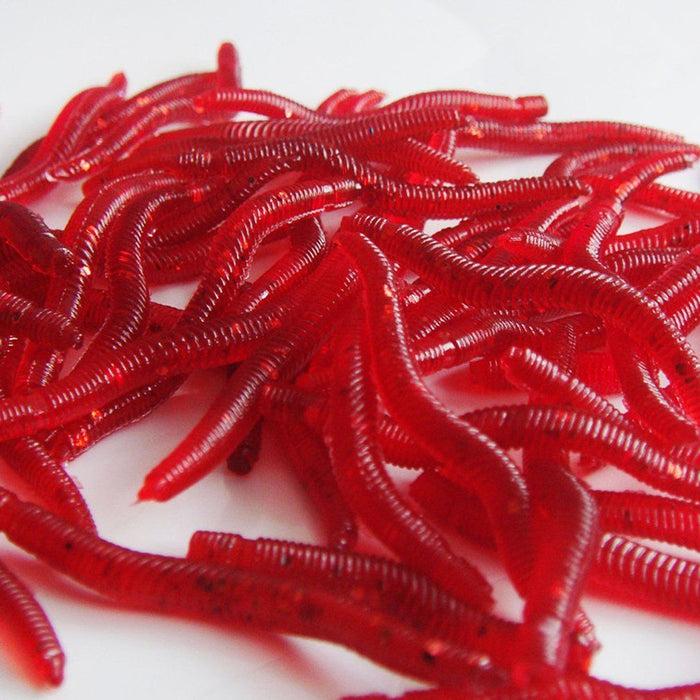 Crofta 100x Silicone Earthworm Fish Lure Worm Fishing Crankbaits Hooks Baits Tackle