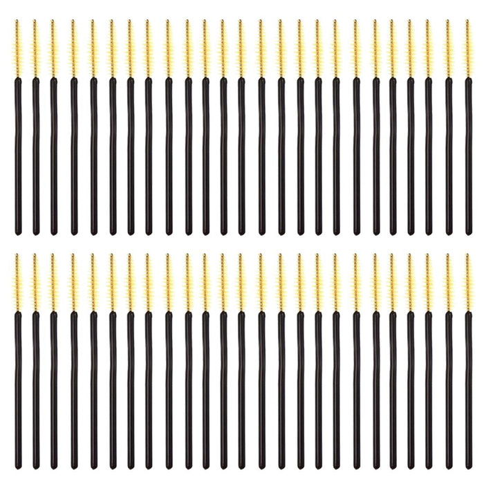 Crofta Women Eye Makeup Beauty Disposable Eyelash Brush Mascara Wands Applicator Makeup Cosmetic Tool Pack of 50PCS Yellow