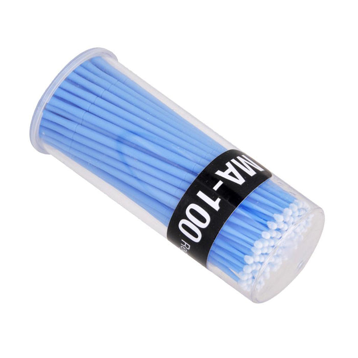 Crofta 100Pcs Disposable Eyelash Extension Micro Brush Applicators Mascara Blue