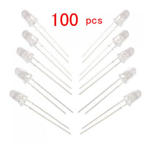 Crofta 100pcs 5mm 15000MCD White Emitting Diode Light Bright LED