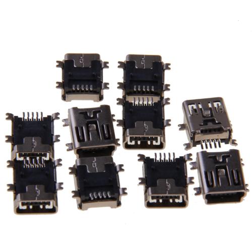 Crofta 10x 5-Pin Female Mini USB Socket Connector