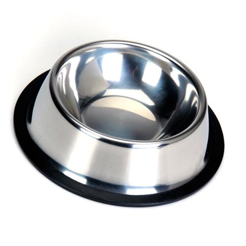 Crofta Stainless Steel Food Bowl w/ Rubber Ring for Pet Dog Cat - 1#