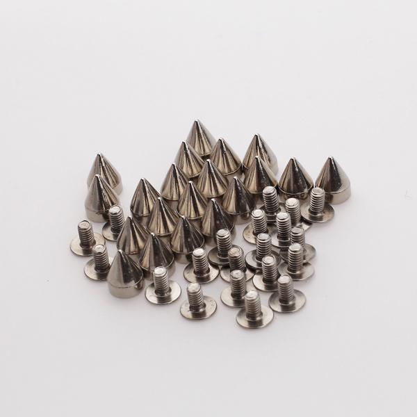 Crofta 100 X Cone Spikes Studs For DIY Craft Punk Leathercraft Bag Bracelet Clothes 9mm