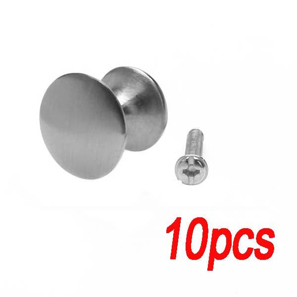 Crofta 10x Round Cabinet Door Drawer Bin Handle Pull Knob Hardware - Brushed steel