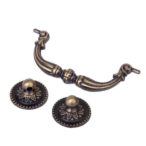 Crofta 100mm Antique Brass Tone Kitchen Cabinet Door Window Drawer Wardrobe Hardware Pull Handle Pack of 3PCS + 6 Mounting Screws