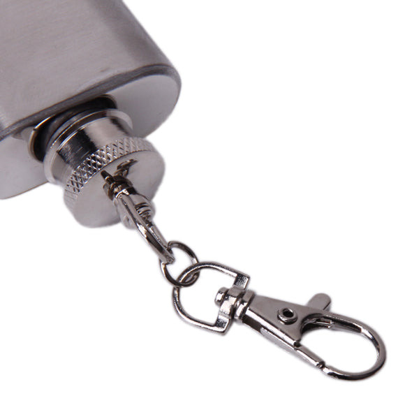 Crofta 1oz Portable Stainless Steel Hip Flask Key Chain Silver