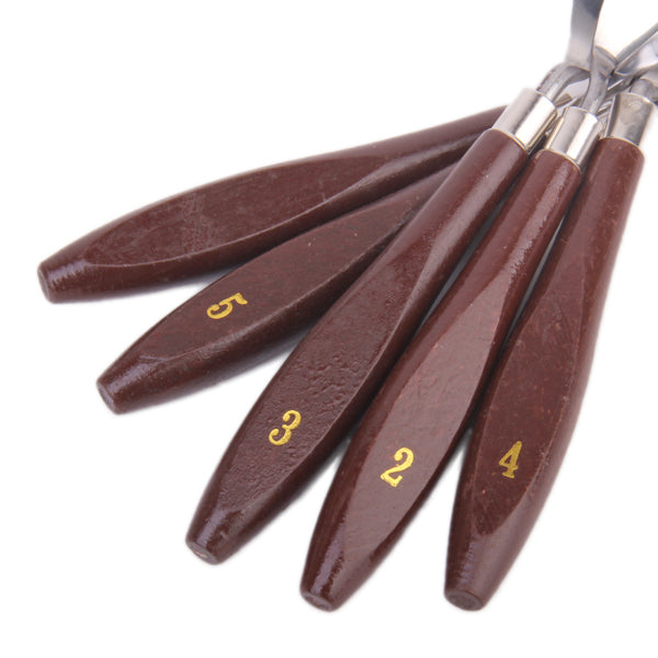 Crofta A Set of 5pcs Stainless Steel Spatula Palette Knife with Wooden Handle