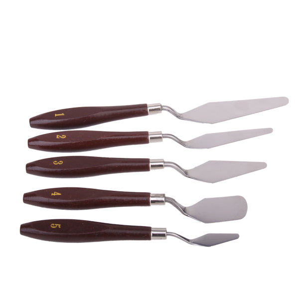 Crofta A Set of 5pcs Stainless Steel Spatula Palette Knife with Wooden Handle