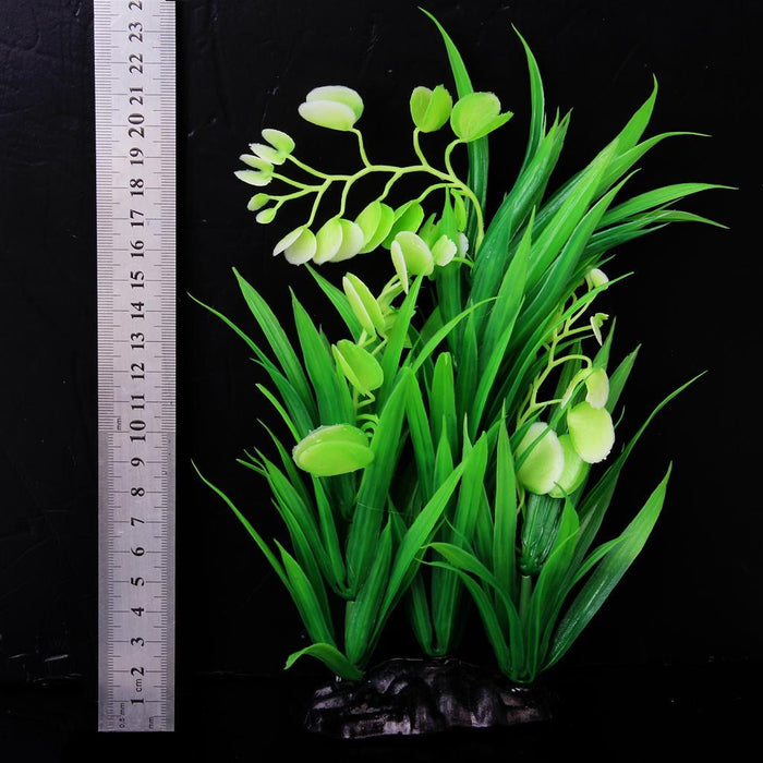 Crofta Plastic Non-Toxic Environment Friendly Simulation Aquatic Plant Aquarium Ornament Decorations Green 8.7 x 5.5 x 24cm