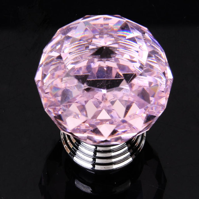 Crofta 1Pcs Crystal Drawer Pull Knob Cabinet Door Handle Pink