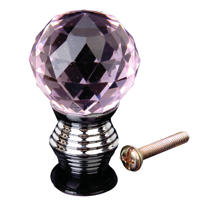 Crofta 1Pcs Crystal Drawer Pull Knob Cabinet Door Handle Pink