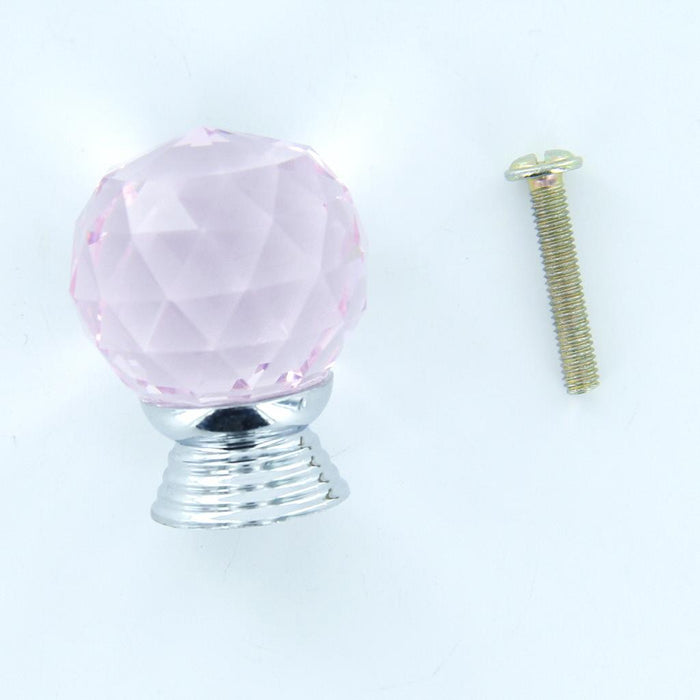 Crofta 1Pcs Crystal Drawer Pull Knob Cabinet Door Handle Pink