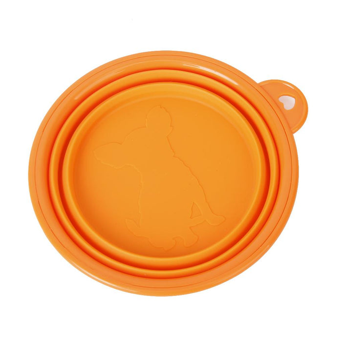 Crofta Lightweight Durable Foldable Collapsible Silicone Dog Cat Food Water Bowl Feeder Camping Outdoor Travelling Accessory Pet Supplies Orange