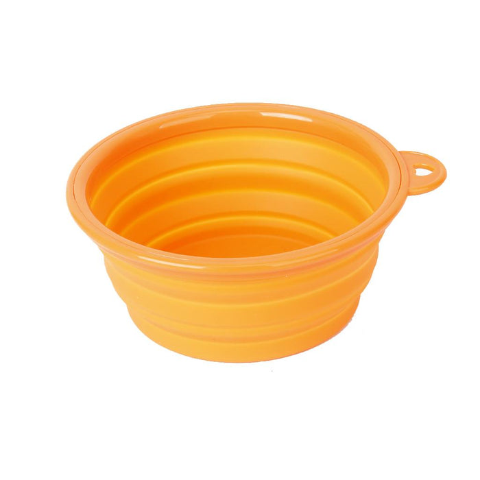 Crofta Lightweight Durable Foldable Collapsible Silicone Dog Cat Food Water Bowl Feeder Camping Outdoor Travelling Accessory Pet Supplies Orange