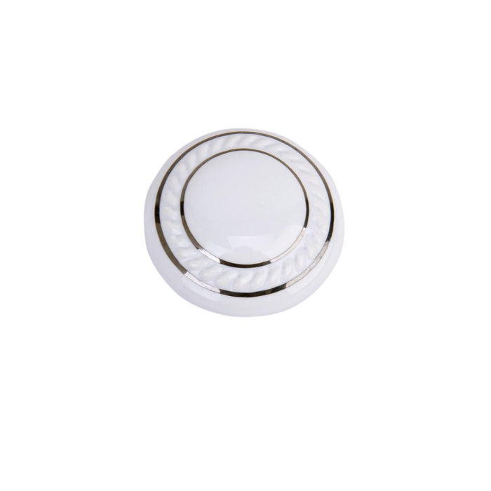 Crofta Zinc Alloy Ceramic Home Bedroom Door Knob Wardrobe Cabinet Cupboard Drawer Pull Handle White + 1 Screw