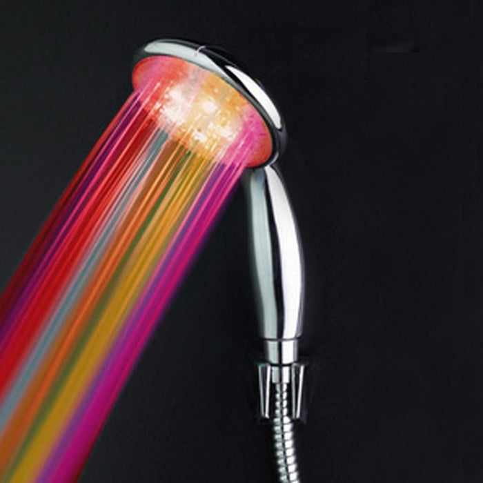 Crofta Plastic 7-Color Flicker LED Shower Head Silver 220mm