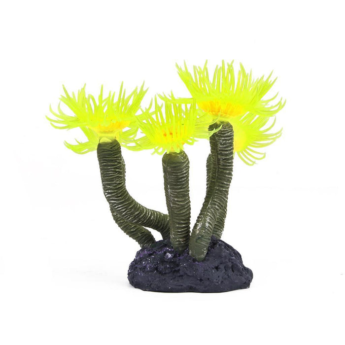 Crofta Yellow Artificial Fake Sea Anemone Coral Aquarium Fish Tank Ornament Decoration