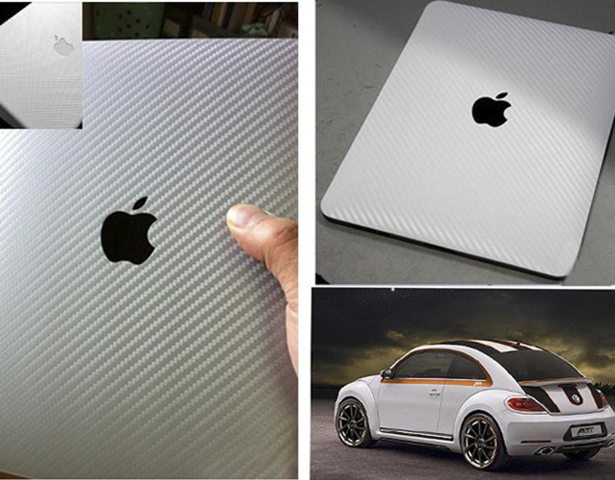 Crofta 127*50cm DIY Carbon Fiber Vinyl Car Sticker Wrap Sheet Film Decal - White