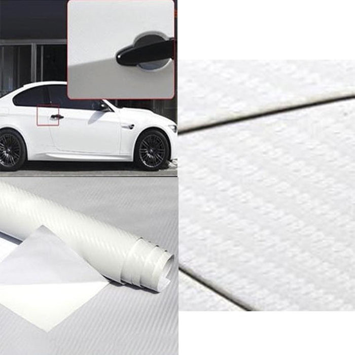 Crofta 127*50cm DIY Carbon Fiber Vinyl Car Sticker Wrap Sheet Film Decal - White