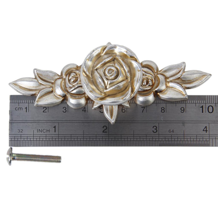 Crofta 10Pieces Retro Silver Rose Door Kitchen Drawer Cabinet Handle Pull Knob Home Improvement