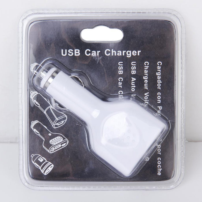 USB 4-Port Car Charger Adapter White