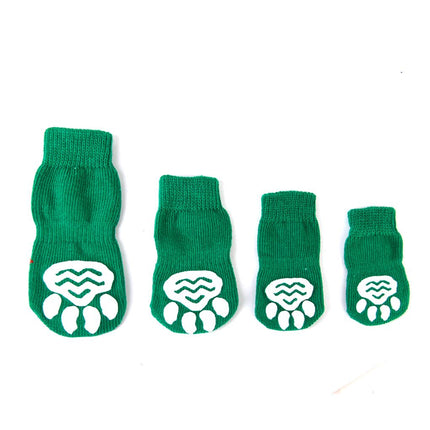 Crofta Waterproof Skid Free Anti-Slip Paw Protector Cotton Dog Socks Pet Supplies Green S PACK OF 4PCS