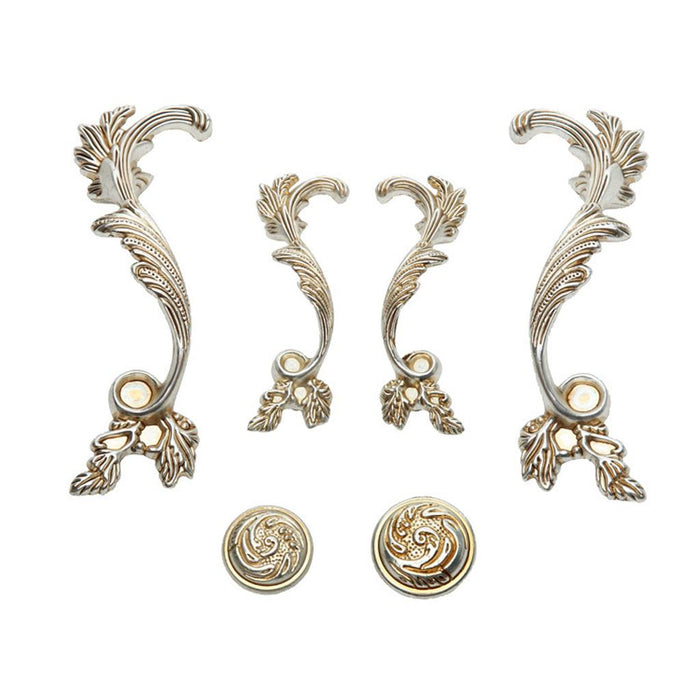 Crofta 1pc  Antique Silver Flower Design Cabinet Left Door Handle Drawer Knob