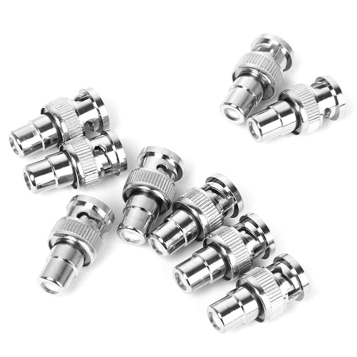 Crofta 10Pcs BNC Male to RCA Female Jack Coax Connector for CCTV camera