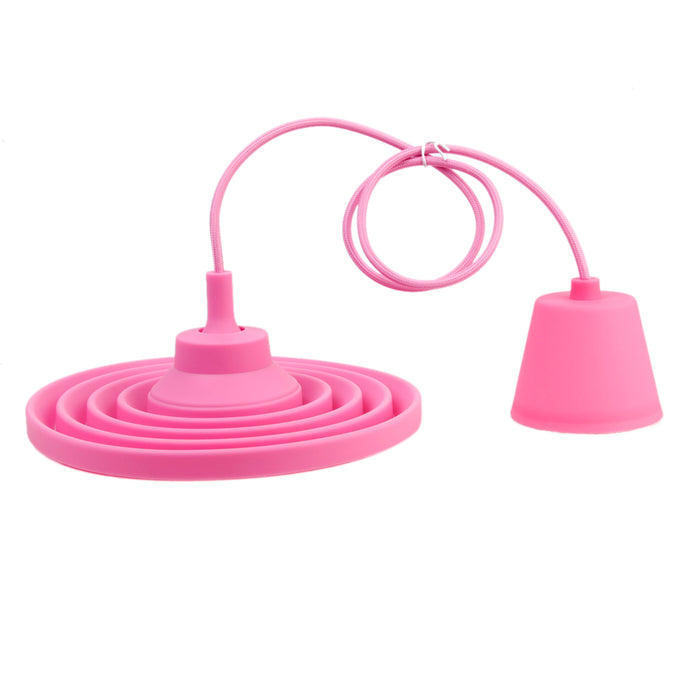 Vintage E27 Home Ceiling Pendant Lamp Light Bulb Holder with Silicone Lampshade-Pink