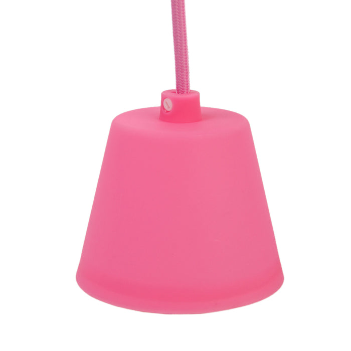 Vintage E27 Home Ceiling Pendant Lamp Light Bulb Holder with Silicone Lampshade-Pink