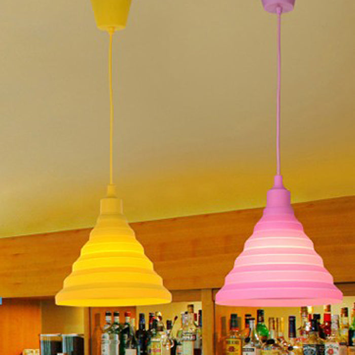 Vintage E27 Home Ceiling Pendant Lamp Light Bulb Holder with Silicone Lampshade-Pink