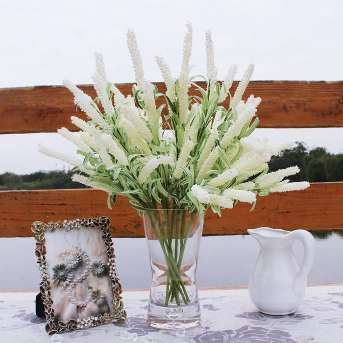 Crofta 1 Bunch Artificial Simulation Lavender Flower Plant Home Decoration White