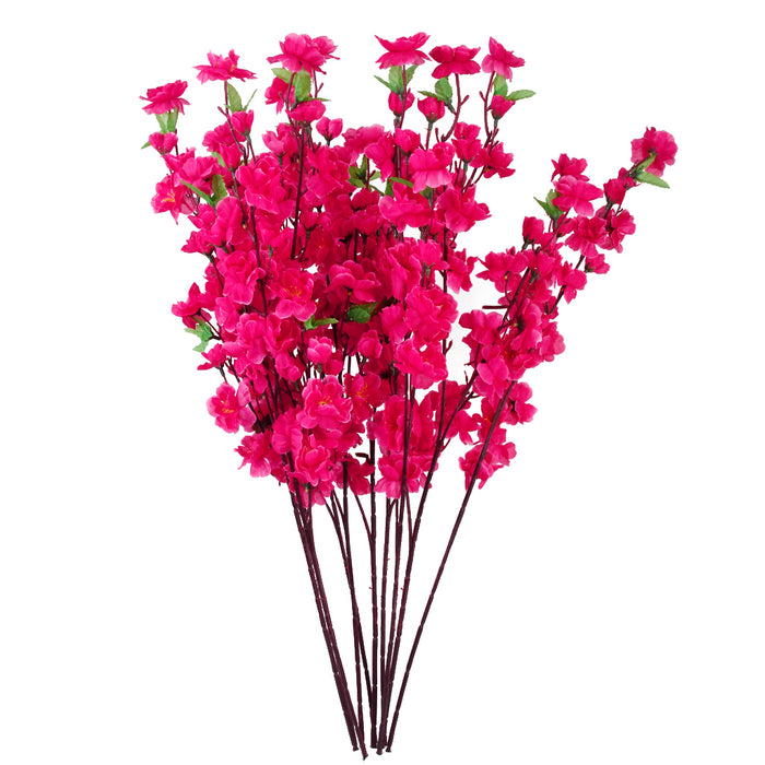 Crofta 10 Bunch of Artificial Peach Blossom Flower Bouquet with 3 Fork Stems for Home Office Decor - Rose