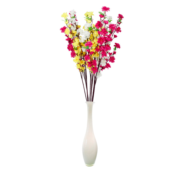 Crofta 10 Bunch of Artificial Peach Blossom Flower Bouquet with 3 Fork Stems for Home Office Decor - Rose