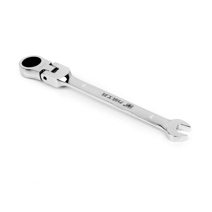 Crofta Satin Chrome Finish Flexible Head Ratchet Action Wrench Spanner Nut Tool 7mm Silver