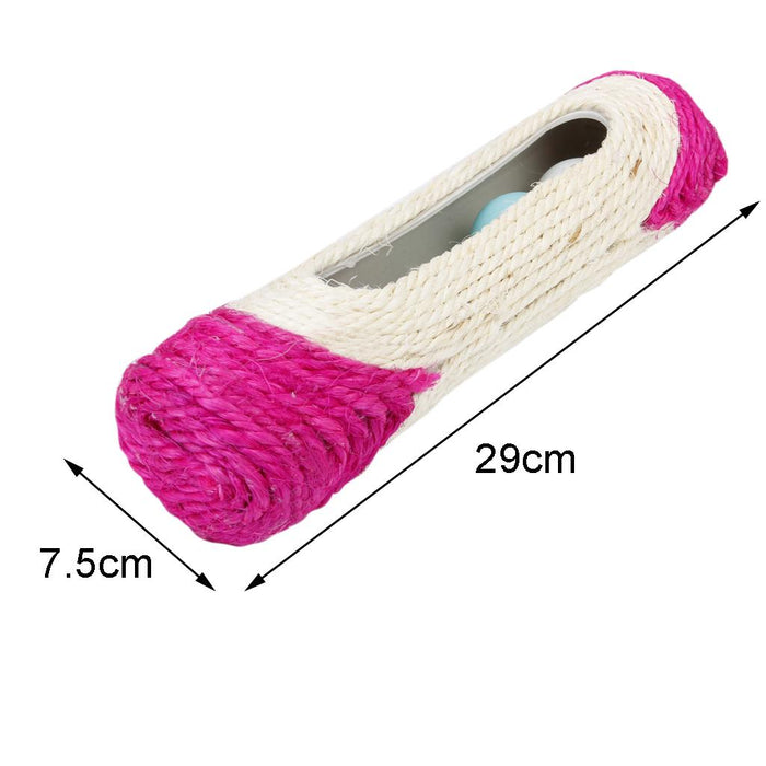 Crofta Pet Cat Kitty Toy Long Rolling Sisal Scratching Scratch Post Trapped Balls