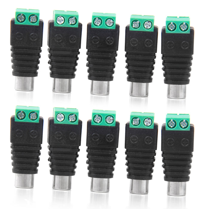 Crofta 10 x RCA Plug Female Power Cable Adaptor Connector for CCTV Camera