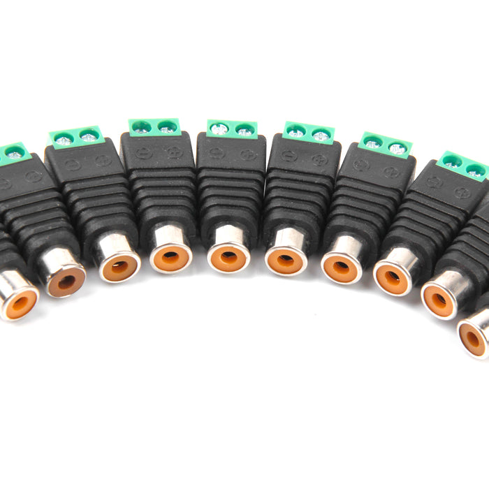 Crofta 10 x RCA Plug Female Power Cable Adaptor Connector for CCTV Camera