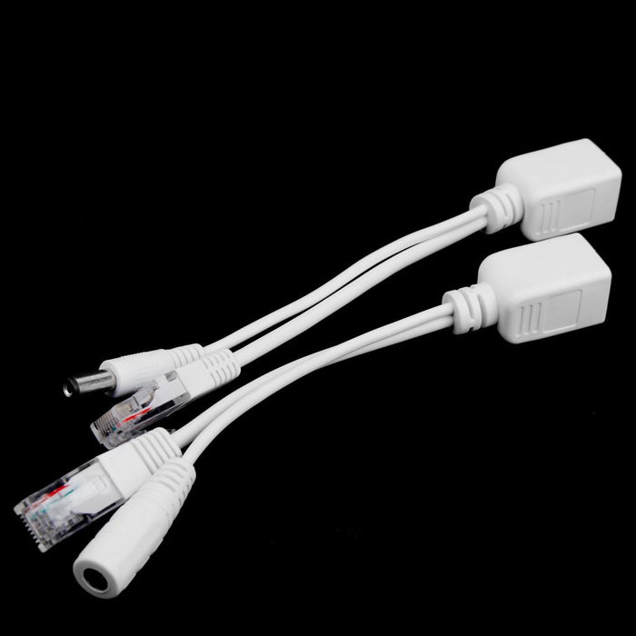 Crofta 10Pack Power Over Ethernet PoE Adapter Injector + Splitter Cables Kit White