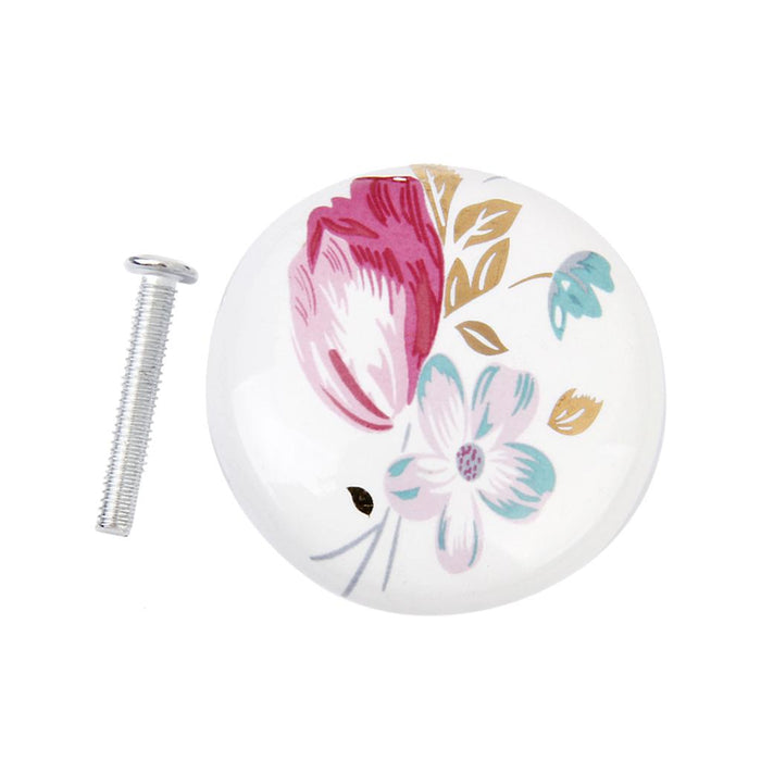 Crofta 1 x Pastoral Tulip Ceramic Cabinet Wardrobe Cupboard Knob Pull Handle