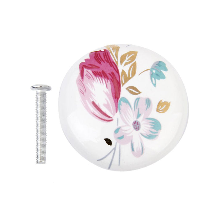 Crofta 1 x Pastoral Tulip Ceramic Cabinet Wardrobe Cupboard Knob Pull Handle