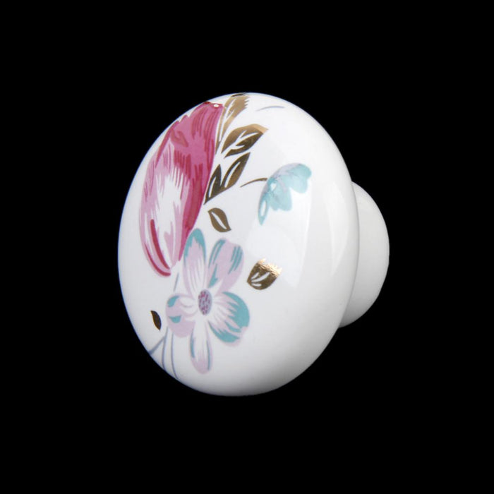 Crofta 1 x Pastoral Tulip Ceramic Cabinet Wardrobe Cupboard Knob Pull Handle